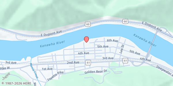 Map showing MOUNTAINS OF HOPE OUTREACH at 550 5TH AVE., MONTGOMERY, WV