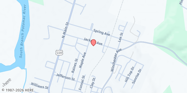 Map showing Charity Baptist Church at , Moorefield, WV