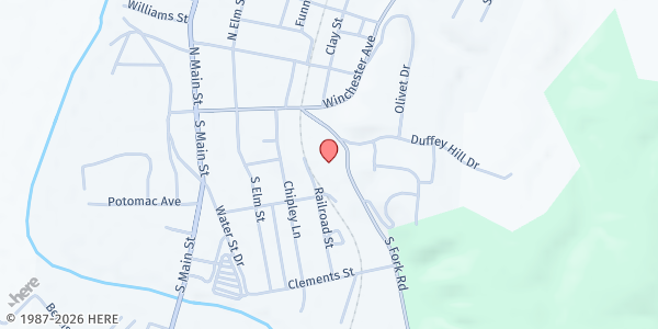 Map showing Eastern Regional Family Resources - Moorefield at 108 S Fork Rd, Moorefield, WV