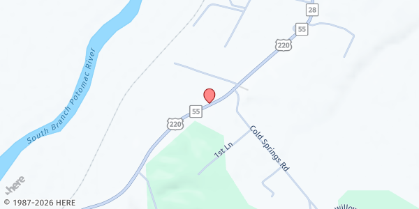 Map showing Hardy County Child Care Center at 1989 State Road 55, Moorefield, WV