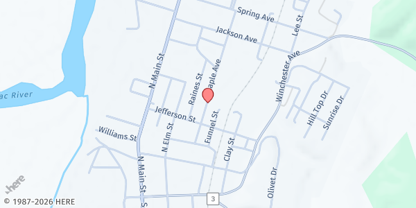 Map showing Moorefield Active Caring at 223 Maple Ave, Moorefield, WV