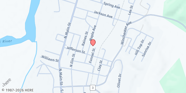 Map showing Moorefield Active Caring at 223 MAPLE AVENUE, MOOREFIELD, WV