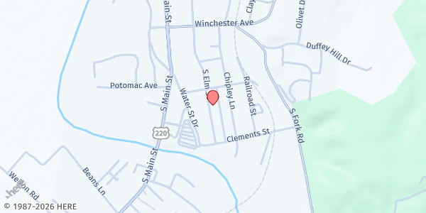 Map showing Moorefield Church of God at 212 S. Elm St, Moorefield, WV