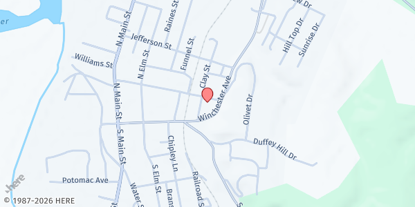 Map showing Moorefield Church of the Brethren at 115 Clay St, Moorefield, WV