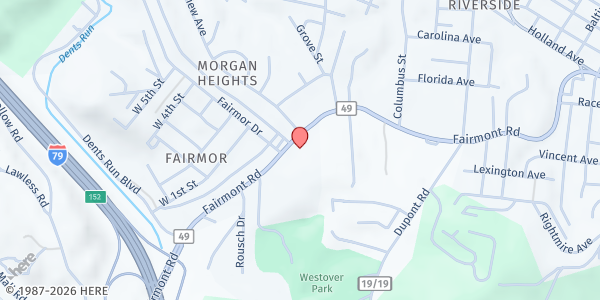 Map showing Catholic Charities Morgantown at 827 Fairmont Rd. #203, Morgantown, WV