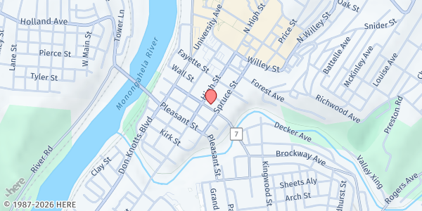 Map showing Christian Help at 219 Walnut St, Morgantown, WV