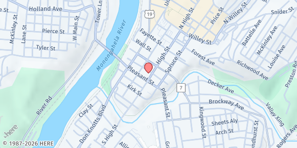 Map showing Food Pantry - Catholic Community Services - Morgantown at 235 High St, Morgantown, WV