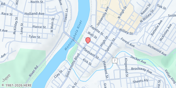 Map showing Salvation Army - Morgantown at 1264 UNIVERSITY AVENUE, MORGANTOWN, WV