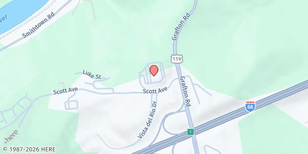 Map showing SALVATION ARMY - MORGANTOWN at 20 SCOTT AVE, MORGANTOWN, WV