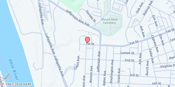 Map showing CHANGE Inc. Outreach Office at 700 1st St, Moundsville, WV