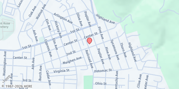 Map showing TEMPLE BAPTIST CHURCH, SBC, INC. at 2300 SECOND STREET, MOUNDSVILLE, WV