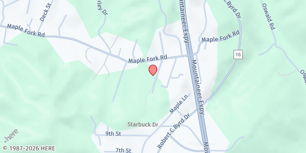 Map showing Grand Chapter-W VA Order at 132 Barleywood Ln, Mt Hope, WV