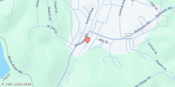 Map showing Cowen Food Pantry - Trinity United Methodist Church at Railroad Ave., N Cowen, WV