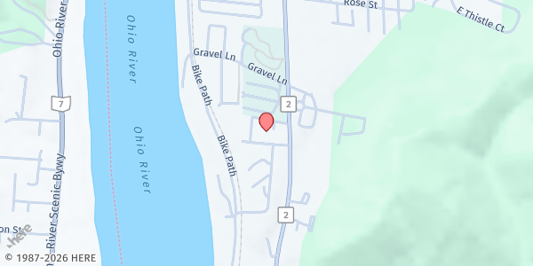 Map showing Catholic Charities - Martinsville at 21 ROSERY ROAD SUITE A, NEW MARTINSVILLE, WV