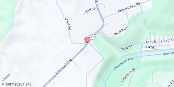 Map showing Northern Greenbrier at 27420 Seneca Trail, North Renick, WV