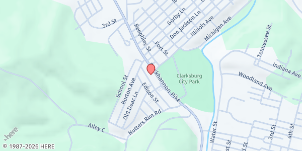 Map showing Senior Care Of North Central WV - Harrison at 1412 Buckhannon Pike, Nutter Fort, WV