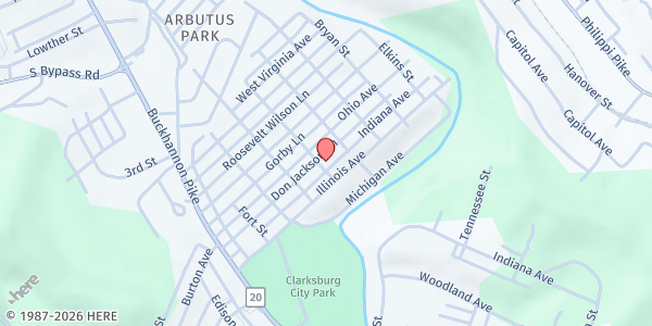 Map showing Vincent Memorial UMC Backpack Ministry at 401 Indiana Avenue, Nutter Fort, WV