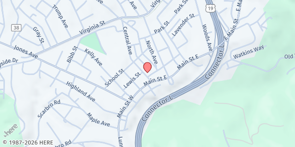 Map showing First Brethren Church at 142-154 Church St, Oak Hill, WV