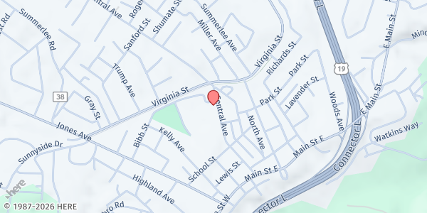 Map showing LEWIS CHRISTIAN COMMUNITY CENTER at 469 Central Ave, Oak Hill, WV