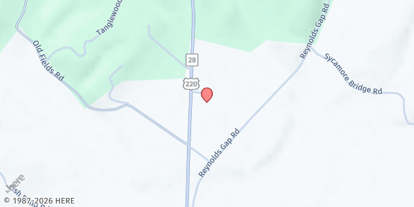 Map showing OLD FIELDS BAPTIST CHURCH at 5406 HIGHWAY 220 NORTH, OLD FIELDS, WV