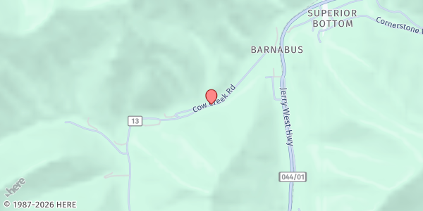 Map showing Christian Fellowship Church at 1893 Cow Creek Rd., Omar, WV