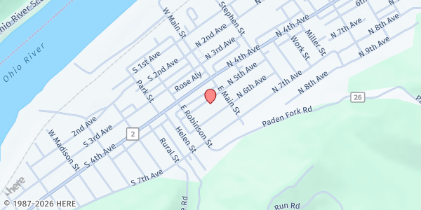 Map showing Paden City Church of the Nazarene at 104 S 5th Ave, Paden City, WV