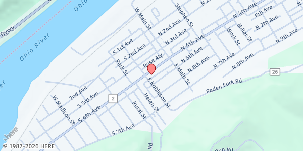 Map showing Second Harvest Food Pantry at 130 S 4th Ave, Paden City, WV