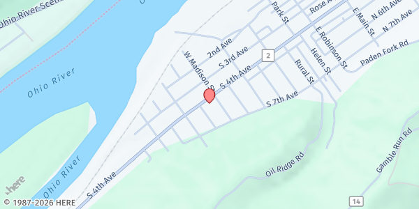 Map showing Valley Church at 600 4th Ave, Paden City, WV