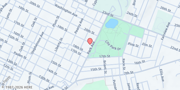 Map showing Baptist Temple at 1825 Park Ave, Parkersburg, WV