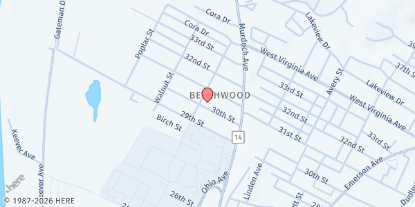 Map showing Beechwood Presbyterian at 705 30th St, Parkersburg, WV