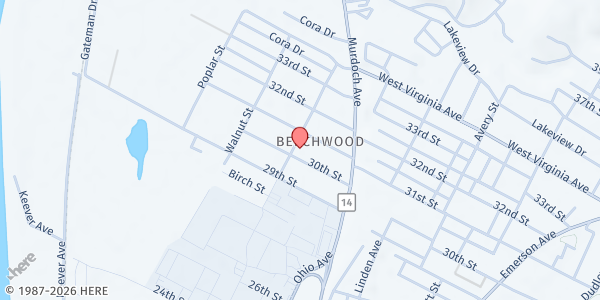 Map showing Beechwood Presbyterian Food Closet at 703 30th St, Parkersburg, WV
