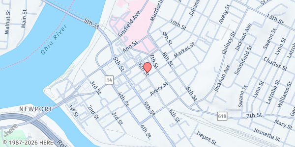 Map showing CATHOLIC CHARITIES OF WV - WIRT at 609 Market St, Parkersburg, WV