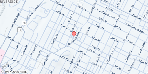 Map showing Christ United Methodist at 715 16th Street, Parkersburg, WV