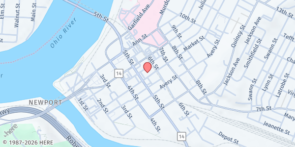 Map showing Downtown Bethel Equipping Center at 517 Market St, Parkersburg, WV