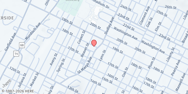 Map showing Right From the Start - Children's Home Society of West Virginia at 1739 St. Mary's Avenue, Parkersburg, WV
