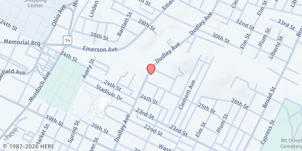 Map showing St. Margaret Mary at 2500 Dudley Ave, Parkersburg, WV