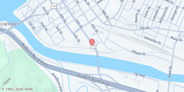 Map showing The Salvation Army - Parkersburg at 580 5th St., Parkersburg, WV