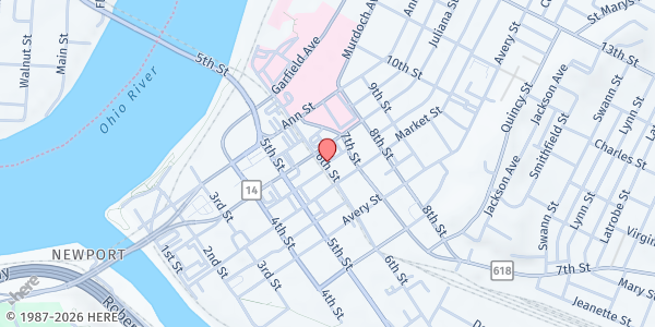 Map showing WIC - Wood County at 211 Sixth Street, Parkersburg, WV