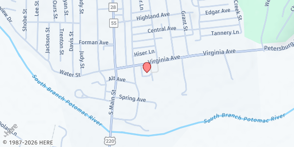 Map showing Commission on Aging - Grant at 111 VIRGINIA AVENUE, PETERSBURG, WV