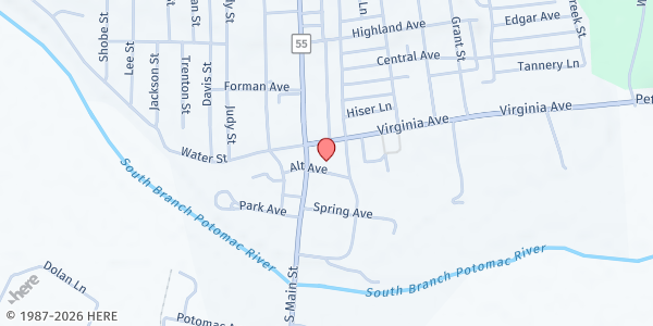 Map showing EASTERN ACTION at 101 ALT AVE., PETERSBURG, WV
