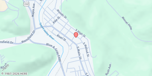 Map showing Heart and Hand House, Inc. at 48 Mason St, Philippi, WV