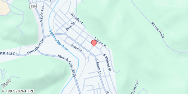 Map showing Heart and Hand House, Inc at 48 MASON ST, PHILIPPI, WV