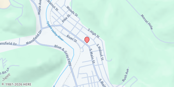 Map showing Heart & Hand House at 107 S Main St, Philippi, WV