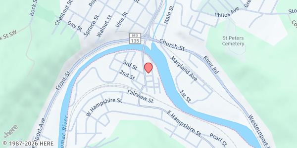 Map showing TriTown Food Pantry at 63 ASHFIELD ST, PIEDMONT, WV