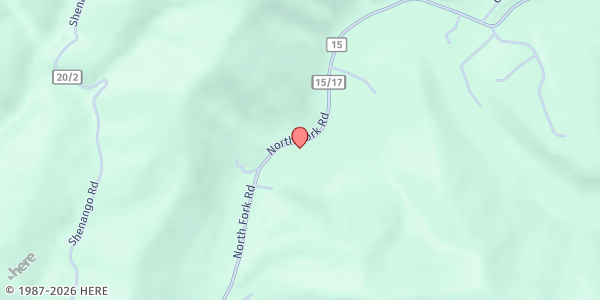 Map showing PINEGROVE CO-OP/VFD at 992 NORTH FORK ROAD, PINE GROVE, WV
