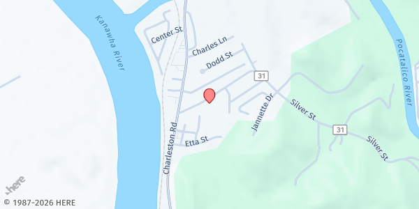 Map showing Five Loaves Two Fish Food Pantry - Poca UMC at 112 Silver St., Poca, WV