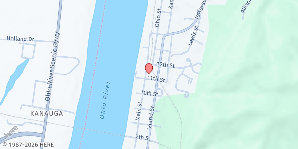 Map showing Main Street Baptist Church at 1100 Main St, Point Pleasant, WV