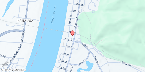 Map showing Trinity United Methodist Church at 615 Viand St, Point Pleasant, WV