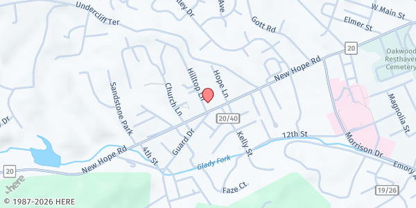 Map showing CHILD PROTECT OF MERCER at 120 SHAKER LANE, PRINCETON, WV