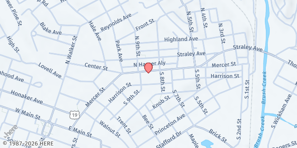 Map showing Jesus Victory Crusades at 843 Mercer Street, Princeton, WV